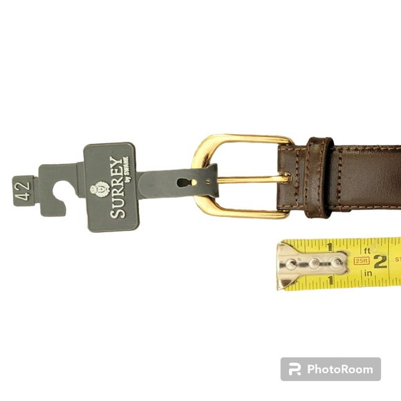 Surrey by Swank Brown Leather Split Cowhide w Belt Brass Buckle in Size 42 New - Picture 7 of 11